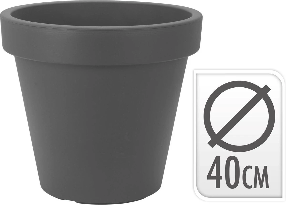 Kunststof Bloempot Antraciet Ø40 Cm - Hoogte 35 Cm 4 Kunststof Bloempot Antraciet Ø40 Cm - Hoogte 35 Cm - Afbeelding 2