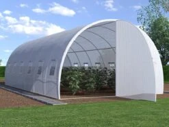 Merkloos Tunnelkas Met Structuur Van Gegalvaniseerd Staal En Deur 18 M² - L600 X B300 X H200 Cm - ALOCASIA L 300 Cm X H 200 Cm X D 600 Cm -Tuin Kweekbenodigdheden 1200x900 28