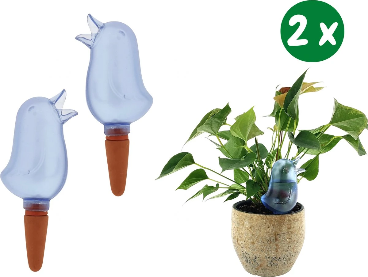 JS Drippy - Waterdruppelaars Set Van 2 Stuks - Druppelaar Vogel - Druppelsysteem Planten - Watergeefsysteem Kamerplanten - Waterbol - Blauw 3 JS Drippy - Waterdruppelaars Set Van 2 Stuks - Druppelaar Vogel - Druppelsysteem Planten - Watergeefsysteem Kamerplanten - Waterbol - Blauw