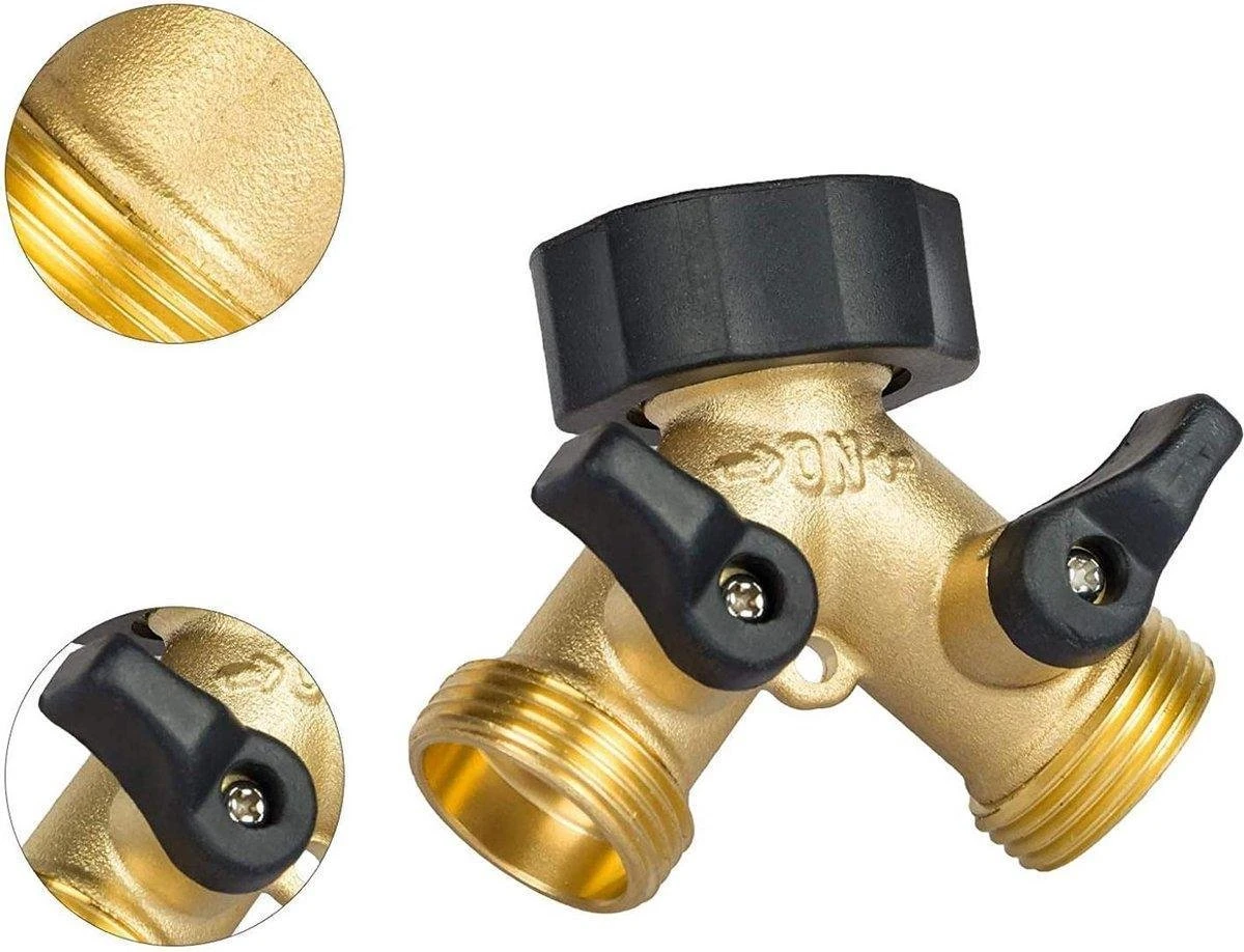 Merkloos Y Stuk Kraan - Kraan Splitter - Waterverdeler - Buitenkraan - Waterverdeler 2 Weg – Messing 3 Merkloos Y Stuk Kraan - Kraan Splitter - Waterverdeler - Buitenkraan - Waterverdeler 2 Weg – Messing