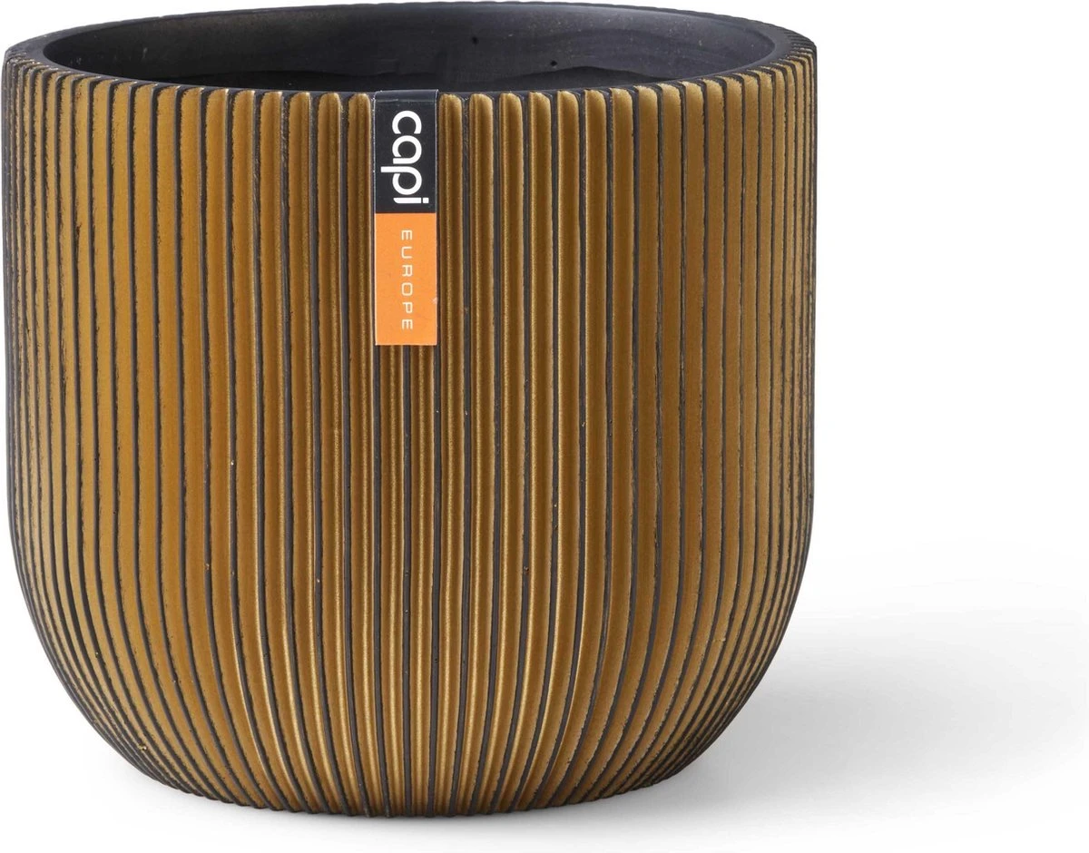 Capi Europe - Bloempot Bol Groove - 23x21 - Goud - Bloempot Voor Binnen - BGVGB134 3 Capi Europe - Bloempot Bol Groove - 23x21 - Goud - Bloempot Voor Binnen - BGVGB134