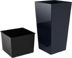 Prosperplast Kunststof Urbi Bloempot/plantenpot Met Binnenpot Antraciet 19 X 19 X 37 Cm - 5/11,4 Liter - Hoge Vierkante Bloempotten -Tuin Kweekbenodigdheden 1200x980 3