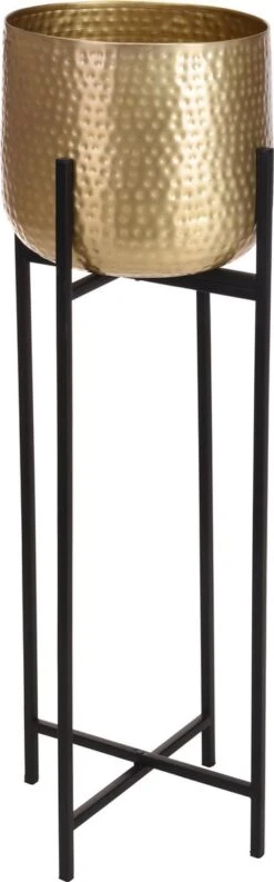 Merkloos Bloempot Op Standaard Goud - Gouden Bloempot - Metaal - 87.5cm