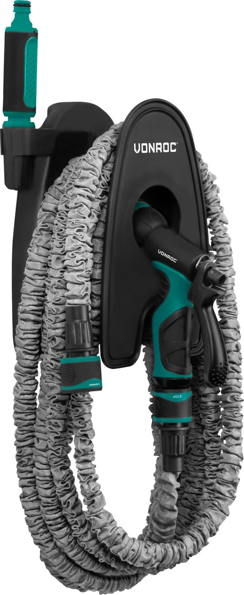 VONROC Tuinslang – Uitrekbare Tuinslang 20 Meter – Incl. Aansluitingen, Muursteun, Spuitstuk En Broespistool 4 VONROC Tuinslang – Uitrekbare Tuinslang 20 Meter – Incl. Aansluitingen, Muursteun, Spuitstuk En Broespistool - Afbeelding 2