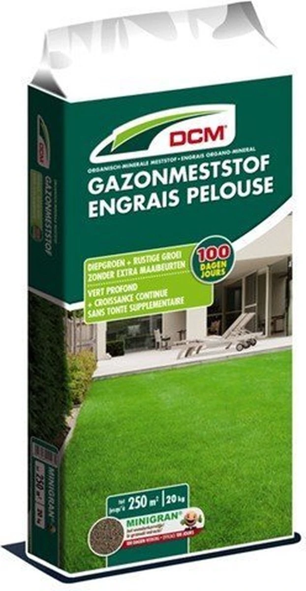 DCM Gazonmeststof – Organisch-minerale Gazonmest - Meststof Met MINIGRAN® Technology - Diepgroene Graskleur - Rustige Groei Zonder Extra Maaibeurten - 250m2 - 20 Kg 4 DCM Gazonmeststof – Organisch-minerale Gazonmest - Meststof Met MINIGRAN® Technology - Diepgroene Graskleur - Rustige Groei Zonder Extra Maaibeurten - 250m2 - 20 Kg - Afbeelding 2