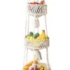 Macramé 3-Laags Hangende Fruitmand - Bohemian Mand Plantenhanger - Handgemaakt Katoen Touw Fruitschaal Hangmand - Boho Ophangbaar Etagere - Decoratieve Fruit Schaal/Basket - Opbergmand Organizer - Keuken/Balkon Decoratie - Hangpot Voor Binnen/Buiten -Tuin Kweekbenodigdheden 668x1200
