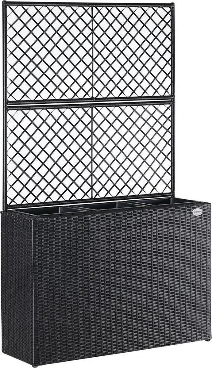 Casaria Polyrattan Plantenbak - Met Klimoprek - 3 Bakken Zwart 3 Casaria Polyrattan Plantenbak - Met Klimoprek - 3 Bakken Zwart