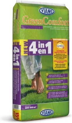 Viano Nieuwe 4-in-1 20kg: Voorkomt Mos En Onkruid In Het Gazon
