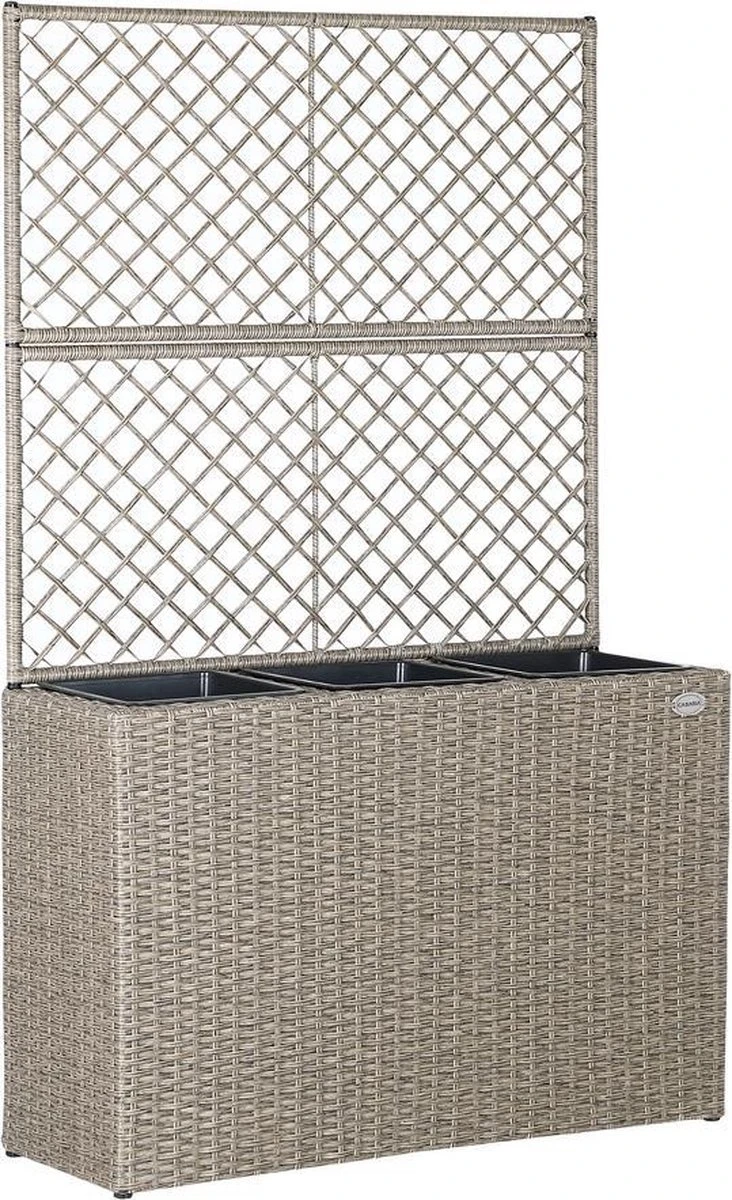 Casaria Polyrattan Bloembak – 3 Bakken Klimophek - Crème 3 Casaria Polyrattan Bloembak – 3 Bakken Klimophek - Crème
