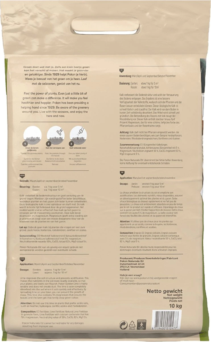 Pokon Bio Kalk - 10kg - Voor Een Betere Bodemstructuur 8 Pokon Bio Kalk - 10kg - Voor Een Betere Bodemstructuur - Afbeelding 6