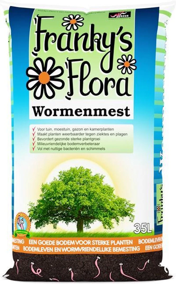 Frankys Flora - Wormenmest - 35 Liter - Humus - Compost - Bodemverbetering 3 Frankys Flora - Wormenmest - 35 Liter - Humus - Compost - Bodemverbetering