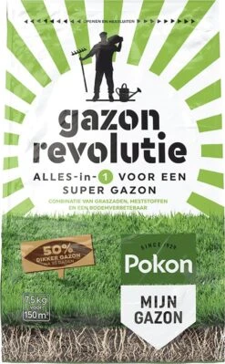 Pokon Gazon Revolutie - 7,5kg - Gazonmest / Graszaad / Bodemverbeteraar - Geschikt Voor 150m² - Binnen 15 Dagen Resultaat -Tuin Kweekbenodigdheden 743x1200