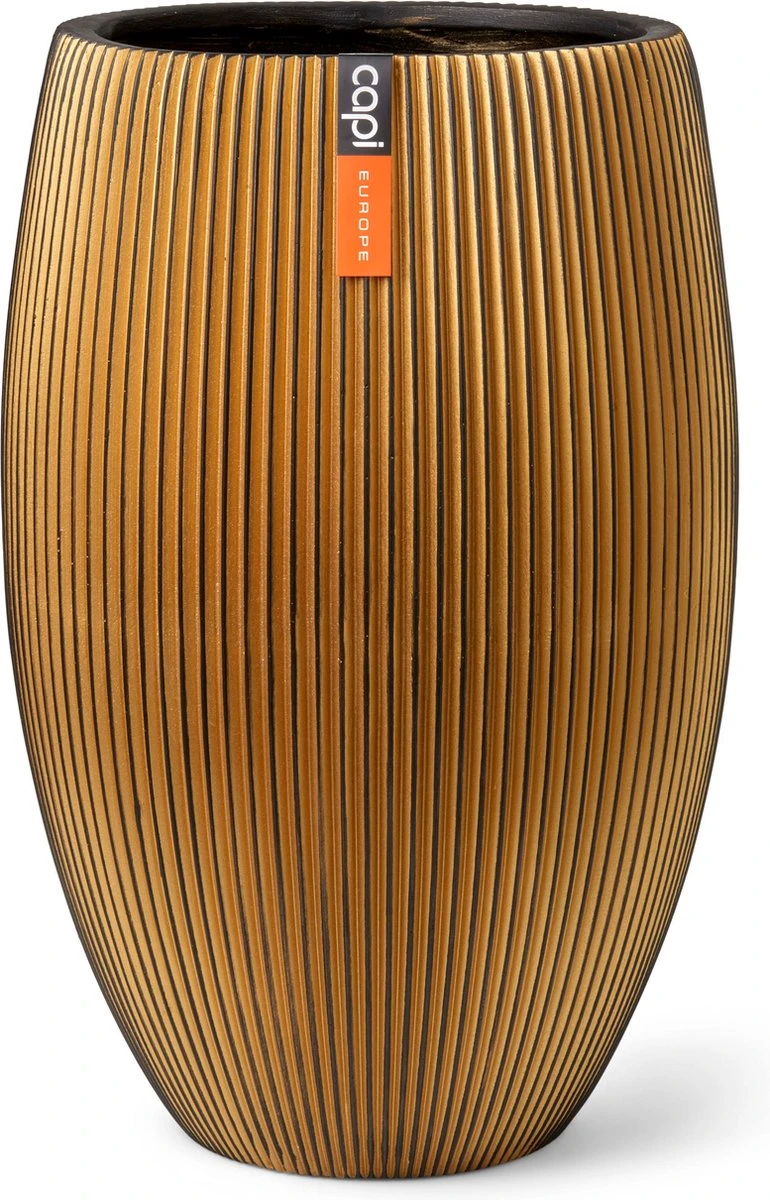 Capi Europe - Vaas Elegant Deluxe Groove XL - 40x61 - Goud - Bloempot Voor Binnen - Opening ⌀29 - GVGB1131 3 Capi Europe - Vaas Elegant Deluxe Groove XL - 40x61 - Goud - Bloempot Voor Binnen - Opening ⌀29 - GVGB1131