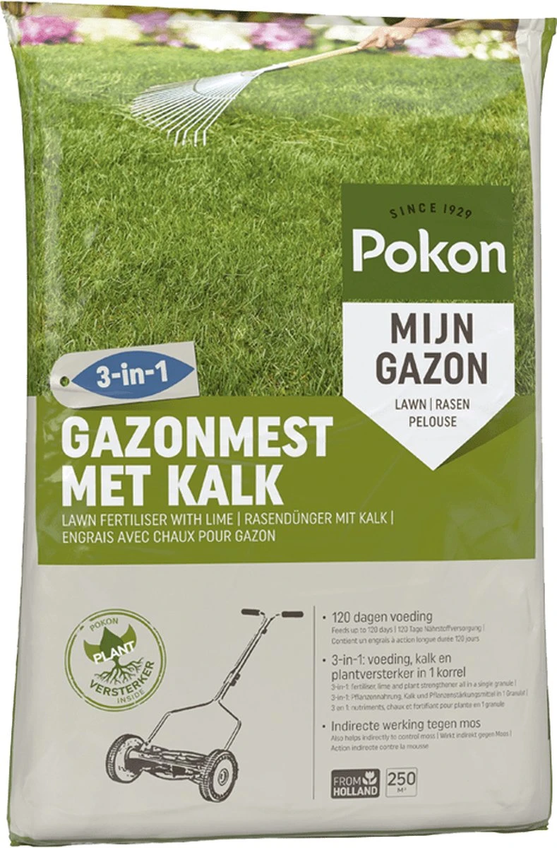 Pokon Gazonmest Met Kalk - 16,8kg - Mest - Geschikt Voor 250m² - 120 Dagen Voeding 11 Pokon Gazonmest Met Kalk - 16,8kg - Mest - Geschikt Voor 250m² - 120 Dagen Voeding - Afbeelding 9