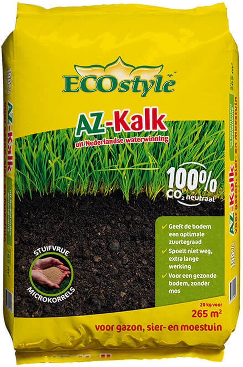 ECOstyle AZ Kalk Micro Korrel – Voor Gazon, Sier- En Moestuin - Corrigeert Zuurgraad Direct En Langdurig - Werkt Tegen Mos - CO2-Neutraal – 265 M² - 20 KG 3 ECOstyle AZ Kalk Micro Korrel – Voor Gazon, Sier- En Moestuin - Corrigeert Zuurgraad Direct En Langdurig - Werkt Tegen Mos - CO2-Neutraal – 265 M² - 20 KG