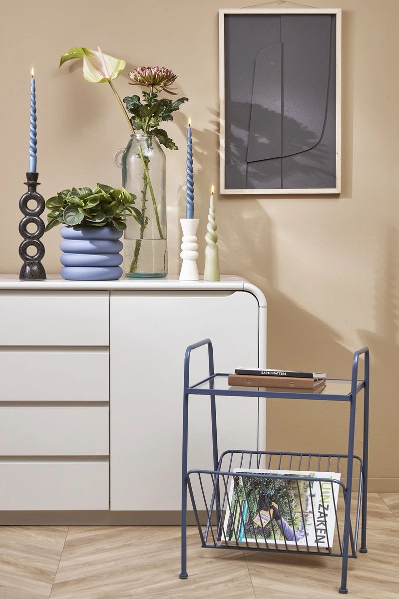 Mica Decorations Ilse Bloempot Met Schotel - H16 X Ø18,5 Cm - Keramiek - Blauw 5 Mica Decorations Ilse Bloempot Met Schotel - H16 X Ø18,5 Cm - Keramiek - Blauw - Afbeelding 3