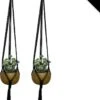 Merkloos Luxe Plantenhangers | Zwart | Set Van 2 Stuks | 100% Katoen | 100% Handgemaakt | Houten Ring | Macramé | Plantenpot Ophangen | Binnen & Buiten | Planten | TheOldOmen | -Tuin Kweekbenodigdheden 831x1200 1
