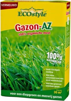ECOstyle Gazon AZ Organische Gazonmest – Voor Diepgroen En Sterk Gazon – Geeft Tot 120 Dagen Voeding – Werkt Tegen Mos - 30 M² - 2 KG