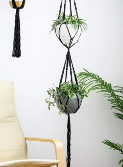 4 Stuks Luxe Macrame Plantenhangers - Boho Handgeweven Katoen Hangpot Voor Binnen/Buiten - Hangende Bloempot Met Kralen - Macramé Touw/Koord Hangplant Houder - Bohemian Wandhanger Decoratie - Plant Hanger - Verticale Tuin Bloempothouder Planthanger -Tuin Kweekbenodigdheden 880x1200 3