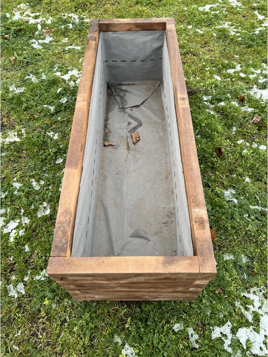 AMISHOUT - Plantenbak Van Balkjes 120x40x40 Cm - Bruin 5 AMISHOUT - Plantenbak Van Balkjes 120x40x40 Cm - Bruin - Afbeelding 3