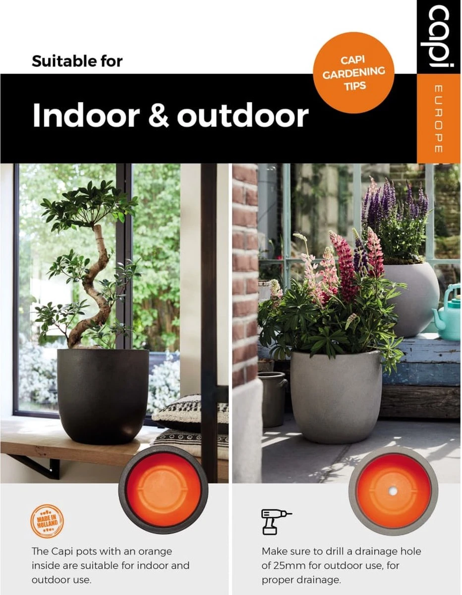Capi Europe - Bloempot Bol Smooth NL - 43x41 - Zwart - Voor Binnen En Buiten - KBL933 5 Capi Europe - Bloempot Bol Smooth NL - 43x41 - Zwart - Voor Binnen En Buiten - KBL933 - Afbeelding 3