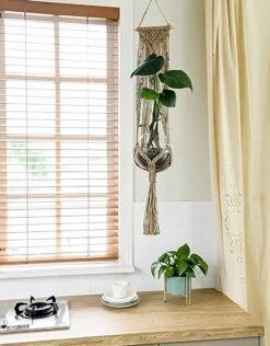 5 Stuks Luxe Jute Plantenhangers - Boho Handgeweven Katoen Hangpot Voor Binnen/Buiten - Hangende Bloempot Met Kralen - Macramé Touw/Koord Hangplant Houder - Bohemian Wandhanger Decoratie - Plant Hanger - Verticale Tuin Bloempothouder Planthanger -Tuin Kweekbenodigdheden 938x1200 2