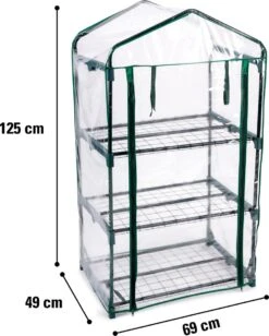 Kinzo Garden - Plastic Broeikas - 3 Verdiepingen - 69 X 49 X 125cm - Groen -Tuin Kweekbenodigdheden 963x1200